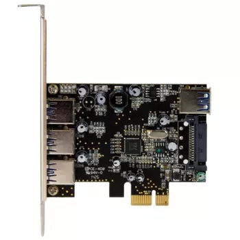 StarTech.com 4-portu PCI Express USB 3.0 karte, PCIe, USB 3.2 Gen 1 (3.1 Gen 1), pilna augstuma / zema profila, PCI 2.0, melna, nerūsējošais tērauds, 3 m