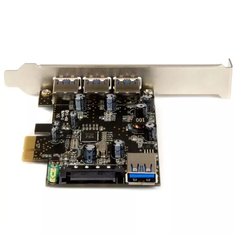 StarTech.com 4-portu PCI Express USB 3.0 karte, PCIe, USB 3.2 Gen 1 (3.1 Gen 1), pilna augstuma / zema profila, PCI 2.0, melna, nerūsējošais tērauds, 3 m