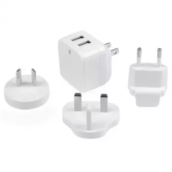 StarTech.com Divportu USB sienas lādētājs - starptautiskiem ceļojumiem - 17W/3.4A - balts
