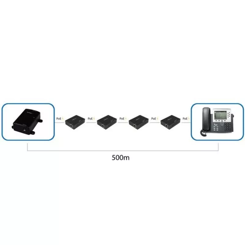 StarTech.com 1 porta Gigabit PoE+ pagarinātājs ar 802.3at un 802.3af, 100 m (330 pēdas)