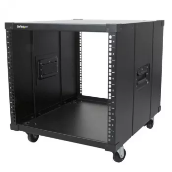 StarTech.com 4-Post 9U Mobile Open Frame Server Rack, Four Post tīkls Rack with Wheels, 19 inch Rolling Rack for Home/Office Narrow Floor Spaces, Small Data Rack for Computer/AV/IT Equipment - TAA Compliant