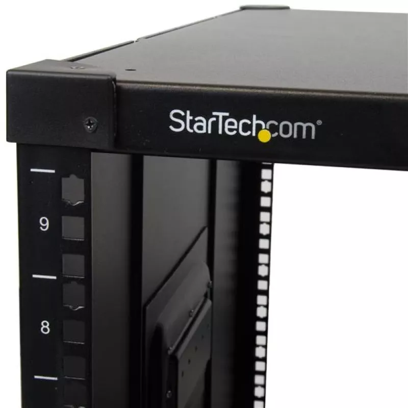 StarTech.com 4-Post 9U Mobile Open Frame Server Rack, Four Post tīkls Rack with Wheels, 19 inch Rolling Rack for Home/Office Narrow Floor Spaces, Small Data Rack for Computer/AV/IT Equipment - TAA Compliant