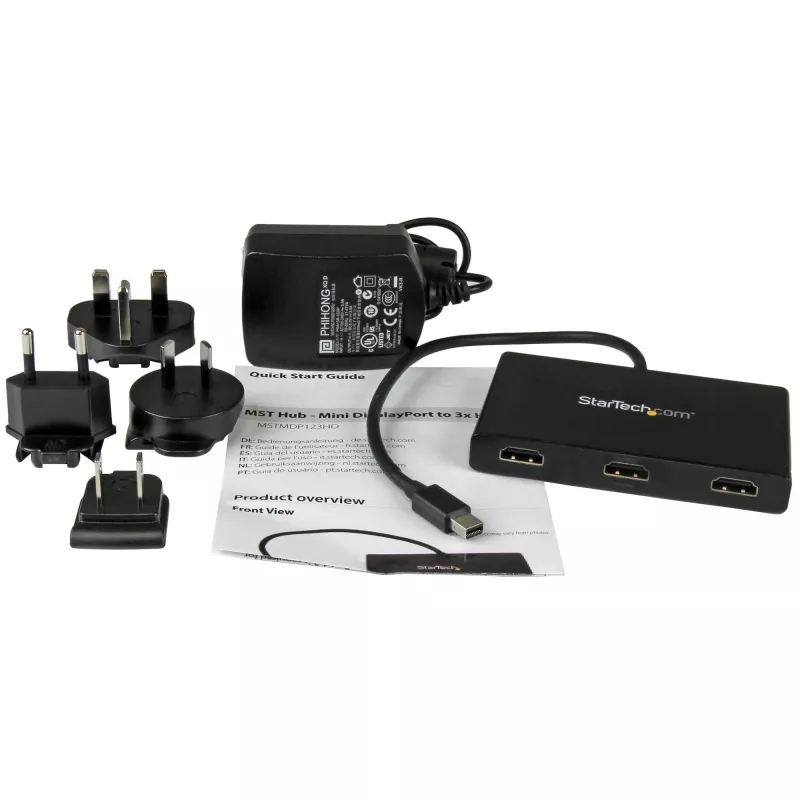 StarTech.com 3 portu vairāku monitoru adapteris - Mini DisplayPort uz HDMI MST centrmezgls - Trīskāršs 1080p vai divkāršs 4K 30 Hz - video sadalītājs paplašinātā darbvirsmas režīmā tikai Windows - mDP 1.2 uz 3x HDMI
