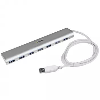 StarTech.com 7 portu USB centrmezgls, USB A uz 7x USB-A pieslēgvietas, USB 5Gbps, izturīgs dizains, kopnes vai pašbarošanas, pārnēsājams klēpjdatora USB 3.0 centrmezgla paplašinātājs ar barošanas bloku