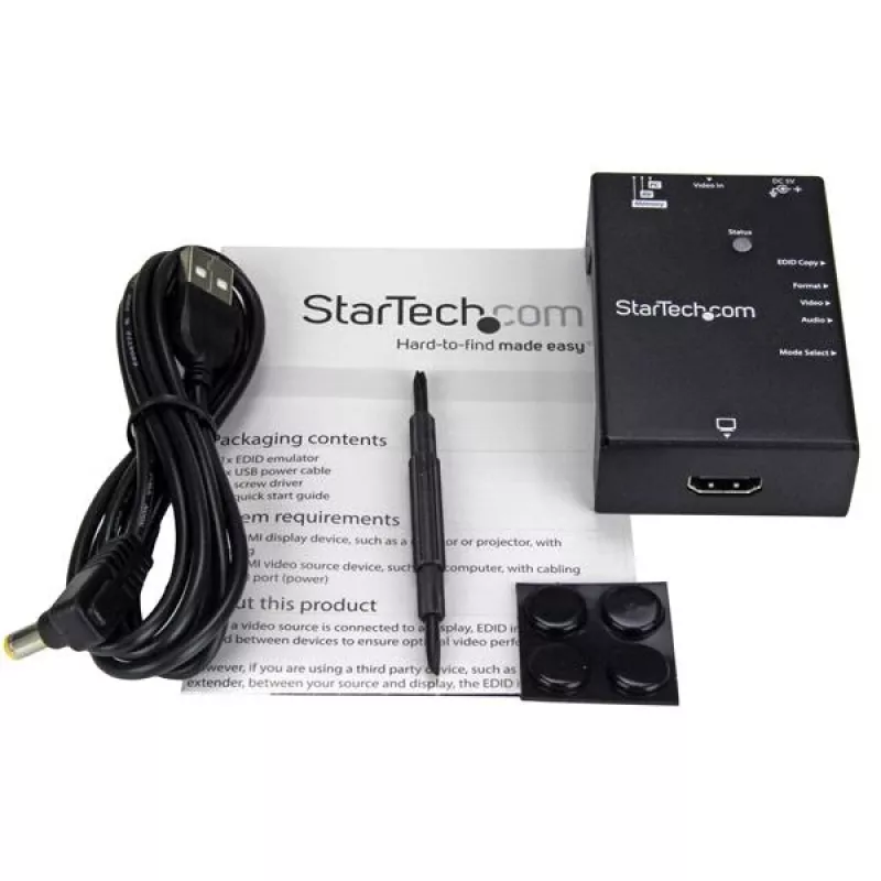 StarTech.com EDID emulators HDMI displejiem - 1080p, melns, tērauds, RoHS, CE, FCC, 1920 x 1080 pikseļi, 720p, 1080p, HDMI