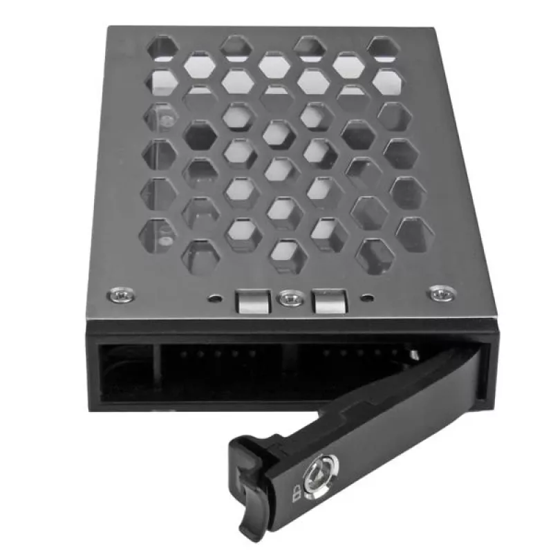 StarTech.com 2.5 collu karstās nomaiņas cietā diska paliktnis, 2.5 collas, priekšējā paneļa rāmis, melns, sudrabains, 2.5 collas, plastmasa, tērauds, 70 mm