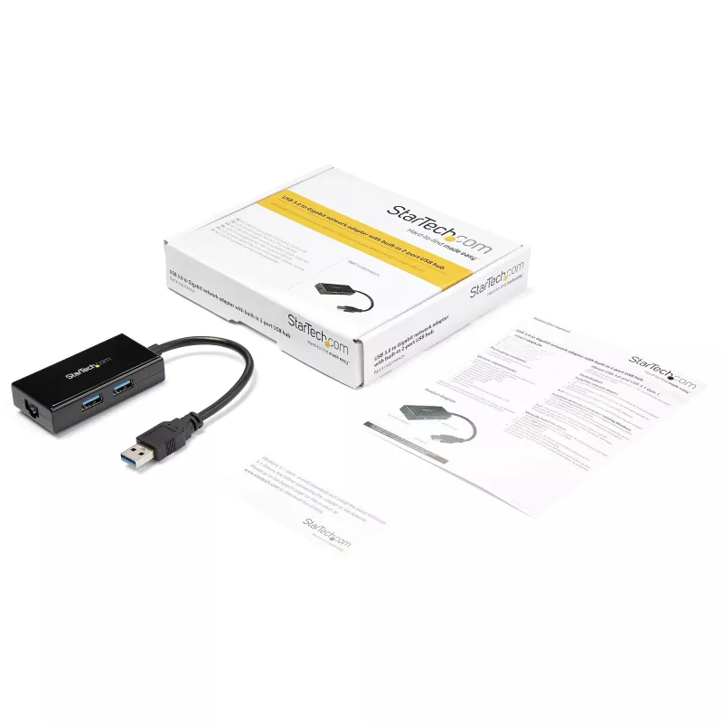 StarTech.com USB–Ethernet adapteris, USB 3.0 uz 10/100/1000 Gigabit Ethernet LAN pārveidotājs klēpjdatoriem, 11,8 collu/30 cm pievienots kabelis, USB–RJ45 adapteris, NIC adapteris, USB tīkla adapteris