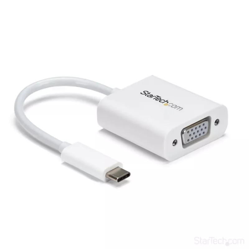StarTech.com USB-C uz VGA adapteris - Balts, 3.2 Gen 1 (3.1 Gen 1), USB Type-C, VGA (D-Sub) izeja, 1920 x 1200 pikseļi
