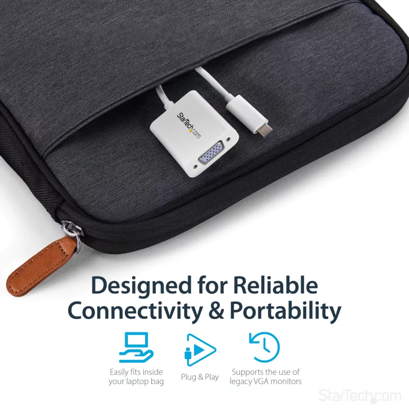 StarTech.com USB-C uz VGA adapteris - Balts, 3.2 Gen 1 (3.1 Gen 1), USB Type-C, VGA (D-Sub) izeja, 1920 x 1200 pikseļi