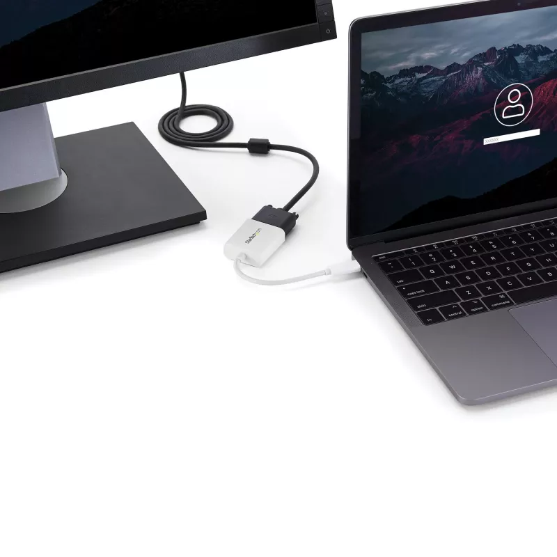 StarTech.com USB-C uz VGA adapteris - Balts, 3.2 Gen 1 (3.1 Gen 1), USB Type-C, VGA (D-Sub) izeja, 1920 x 1200 pikseļi