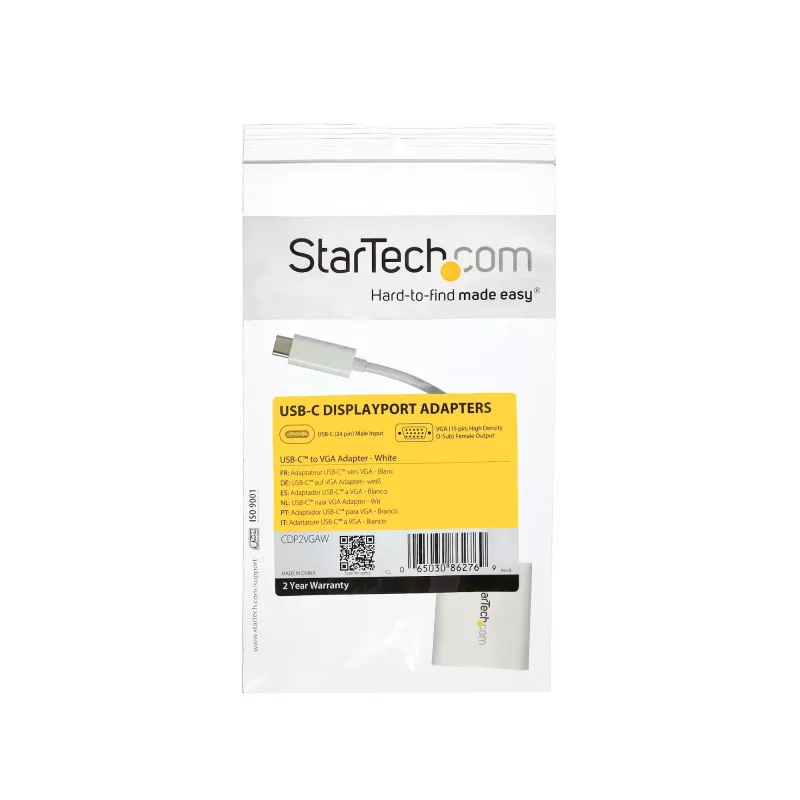StarTech.com USB-C uz VGA adapteris - Balts, 3.2 Gen 1 (3.1 Gen 1), USB Type-C, VGA (D-Sub) izeja, 1920 x 1200 pikseļi