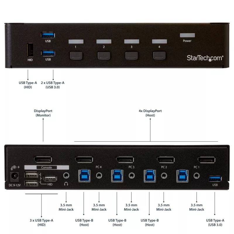 StarTech.com 4-Port DisplayPort KVM Switch - USB 3.0 - 4K 30Hz