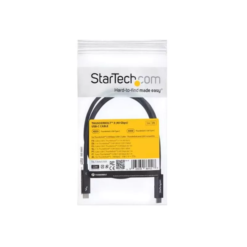 StarTech.com 1 m Thunderbolt 3 kabelis ar 100 W strāvas padevi — 40 Gbps