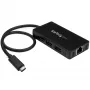 StarTech.com 3-portu USB 3.0 centrmezgls ar Gigabit Ethernet – USB-C – komplektā barošanas adapteris~3-portu USB-C centrmezgls ar Gigabit Ethernet – USB-C uz 3x USB-A – USB 3.0 (5 Gbps) – komplektā barošanas adapteris