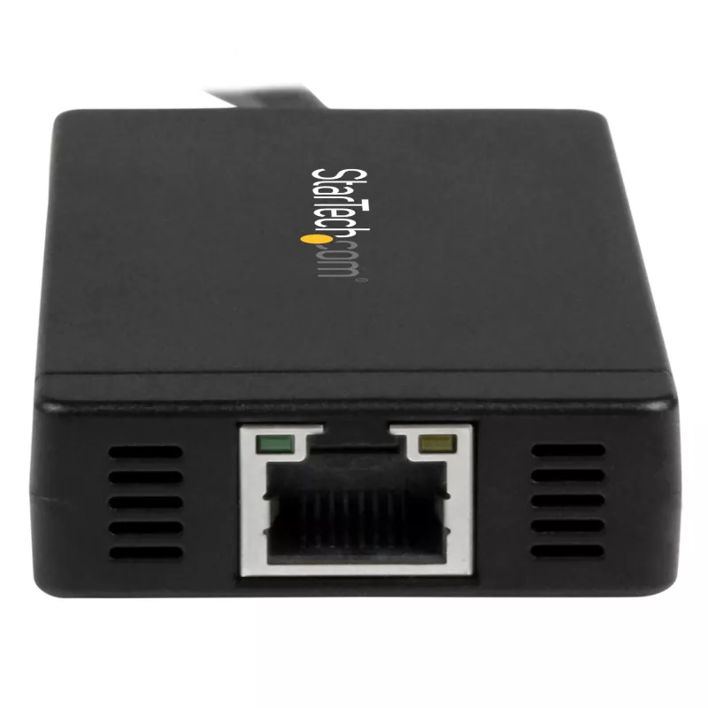 StarTech.com 3-portu USB 3.0 centrmezgls ar Gigabit Ethernet – USB-C – komplektā barošanas adapteris~3-portu USB-C centrmezgls ar Gigabit Ethernet – USB-C uz 3x USB-A – USB 3.0 (5 Gbps) – komplektā barošanas adapteris
