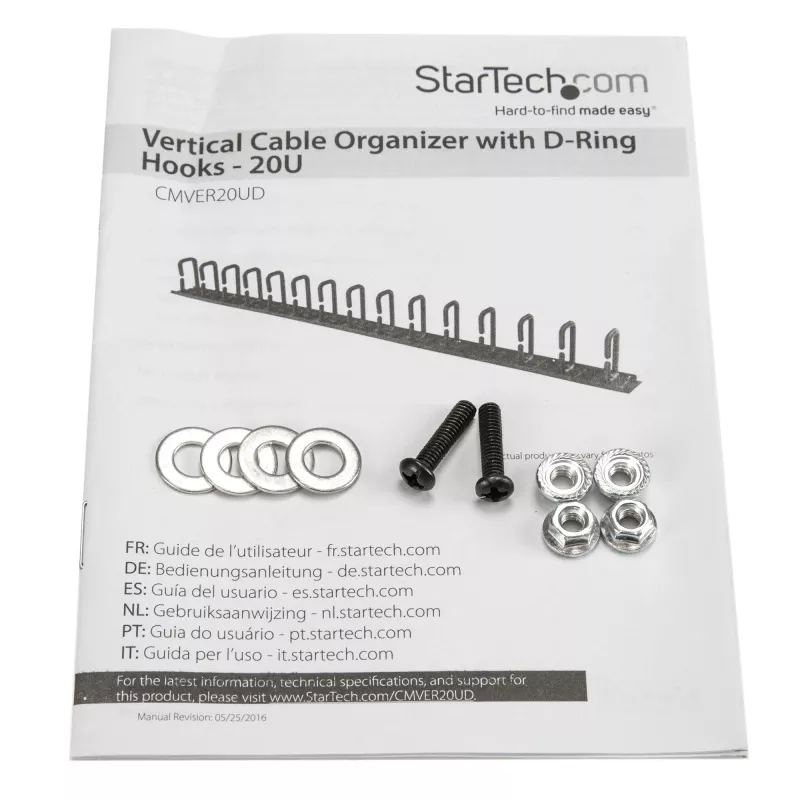 StarTech.com vertikālais kabeļu organizators ar D-veida gredzena āķiem – 0U – 2,8 pēdas