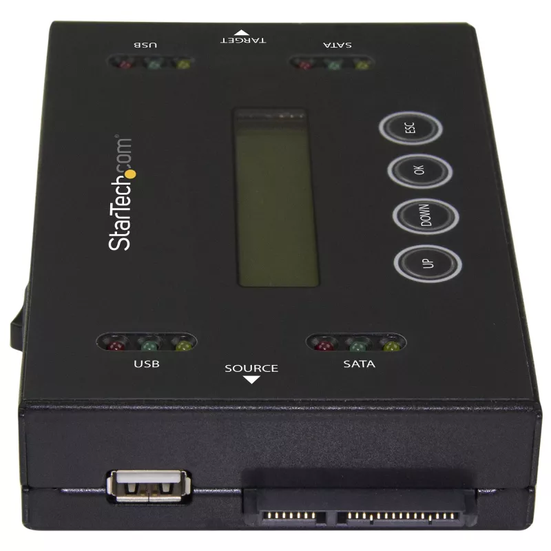 StarTech.com 1:1 autonomais cietā diska dublētājs un dzēsējs, USB zibatmiņas un SATA HDD/SSD disku klonētājs un dzēsējs, LCD displejs, TAA atbilstošs, neatkarīgs no OS