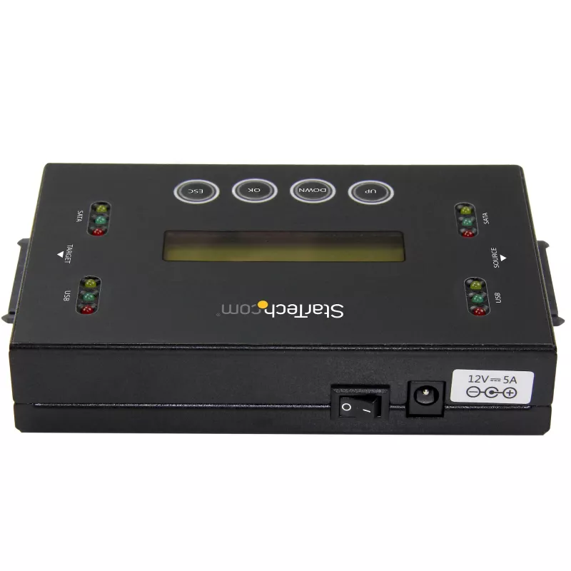 StarTech.com 1:1 autonomais cietā diska dublētājs un dzēsējs, USB zibatmiņas un SATA HDD/SSD disku klonētājs un dzēsējs, LCD displejs, TAA atbilstošs, neatkarīgs no OS