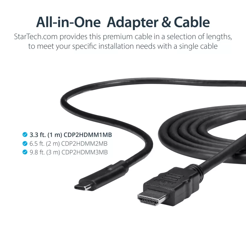 StarTech.com 3 pēdas (1 m) USB-C uz HDMI kabelis - 4K 30 Hz USB Type-C uz HDMI video displeja pārveidotājs - USB-C DP Alt Mode uz HDMI monitora adaptera vads - Thunderbolt saderīgs