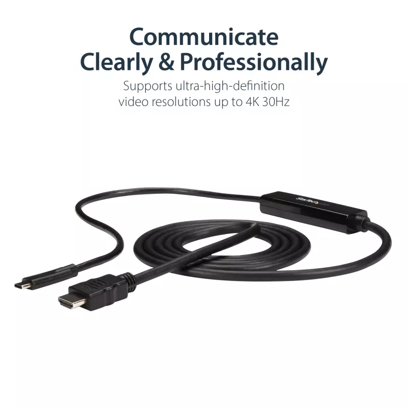 StarTech.com 3 pēdas (1 m) USB-C uz HDMI kabelis - 4K 30 Hz USB Type-C uz HDMI video displeja pārveidotājs - USB-C DP Alt Mode uz HDMI monitora adaptera vads - Thunderbolt saderīgs