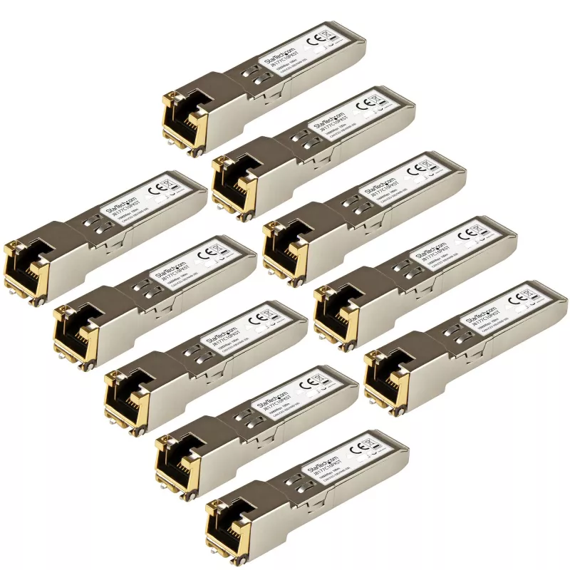 StarTech.com HP J8177C saderīgs SFP raiduztvērēja modulis - 1000BASE-T - 10 komplekts~10 komplekts HPE J8177C saderīgs SFP modulis - 1000BASE-T - SFP uz RJ45 Cat6/Cat5e - 1GE Gigabit Ethernet SFP - RJ-45 100m - HPE 1810, 1820, 2530