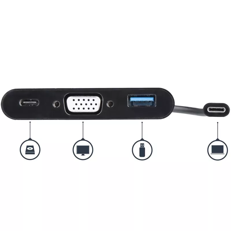 StarTech.com USB-C VGA daudzportu adapteris - USB 3.0 ports - 60W PD