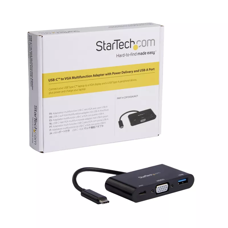 StarTech.com USB-C VGA daudzportu adapteris - USB 3.0 ports - 60W PD