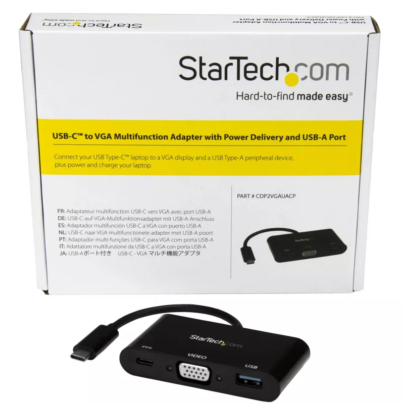 StarTech.com USB-C VGA daudzportu adapteris - USB 3.0 ports - 60W PD