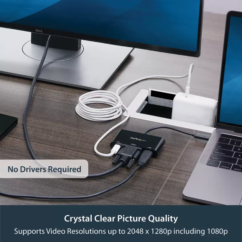 StarTech.com USB-C VGA daudzportu adapteris - USB 3.0 ports - 60W PD