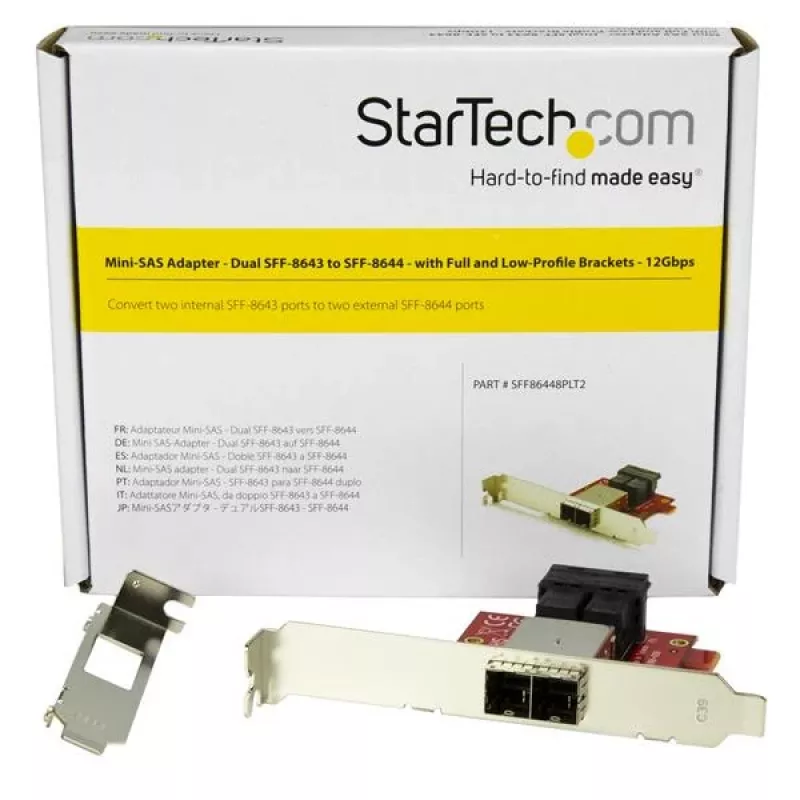 StarTech.com Mini-SAS adapteris - Dual SFF-8643 uz SFF-8644 - ar pilna un zema profila kronšteiniem - 12 Gbps