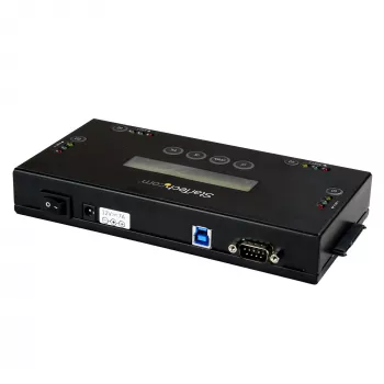 StarTech.com 4 nodalījumu SSD/HDD cieto disku dzēšanas ierīce - 2,5 collu un 3,5 collu SATA - bez resursdatora autonoma droša dzēšana ārējais disku sanitizētājs - 9 dzēšanas režīmi - RS232 printera ports - atbilst NIST/DOD un TAA