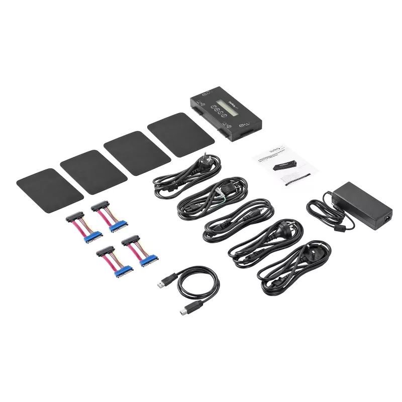StarTech.com 4 nodalījumu SSD/HDD cieto disku dzēšanas ierīce - 2,5 collu un 3,5 collu SATA - bez resursdatora autonoma droša dzēšana ārējais disku sanitizētājs - 9 dzēšanas režīmi - RS232 printera ports - atbilst NIST/DOD un TAA