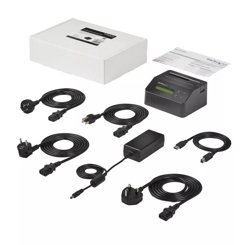 StarTech.com Single Bay Hard Drive Eraser, Standalone HDD/SSD Sanitizer, 4Kn, USB 3.0 to SATA III (6 Gbps), 9 Erase Modes, LCD Display, Secure Erase Hard Disk Sanitizer Dock, DB-9 Printer Port, TAA Compliant