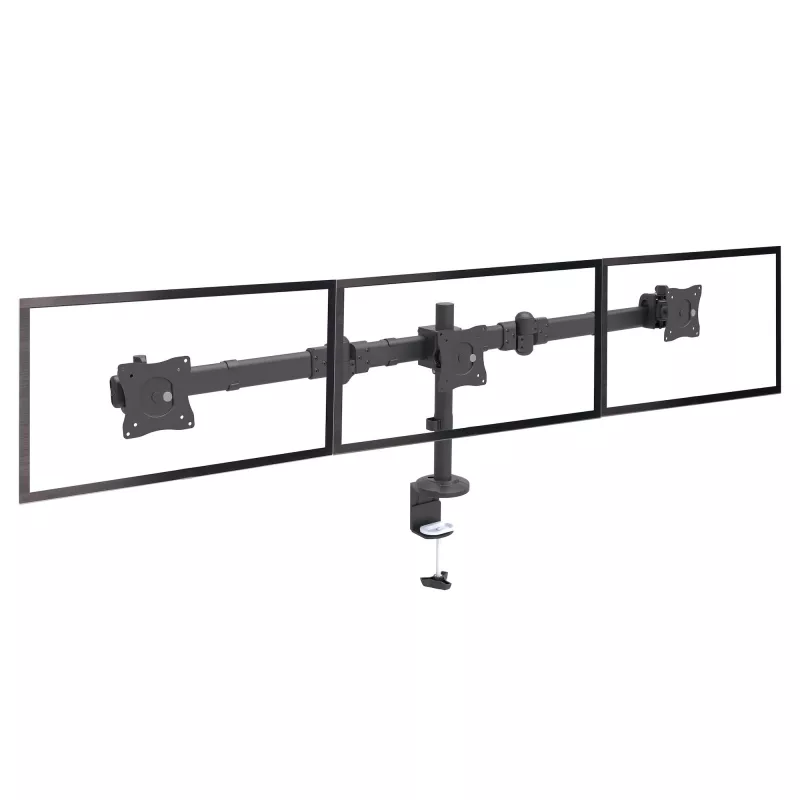 StarTech.com galda stiprinājuma trīskāršā monitora roka - ergonomisks VESA 3 monitoru stiprinājums līdz 27 collām - šarnīrveida un augstumā regulējams statņa stiprinājums - noliekt/pagriezt/rotēt LCD/LED ekrānu - galda skava/cauruma stiprinājums