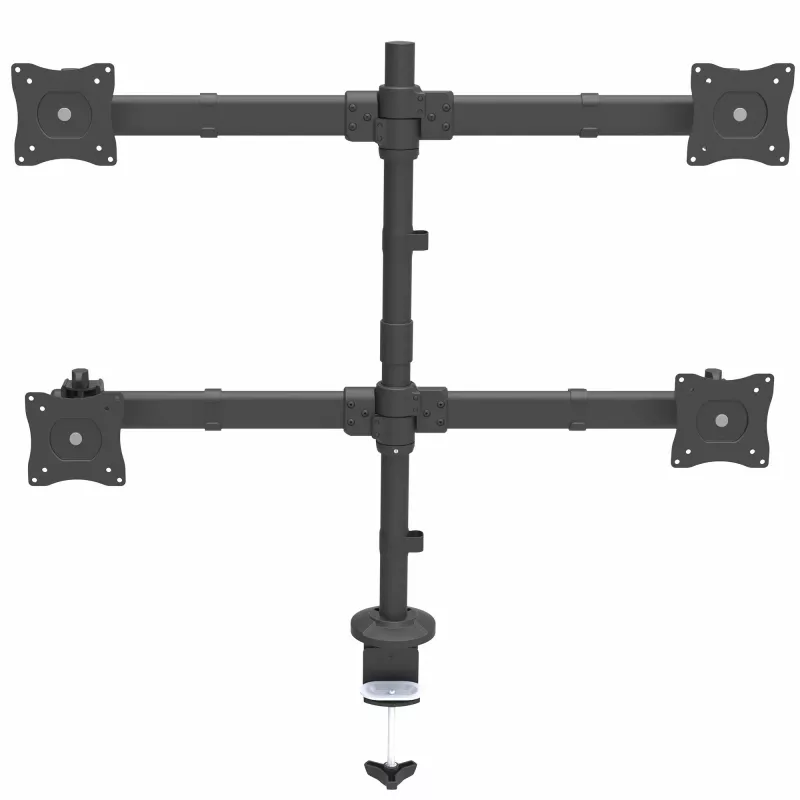 StarTech.com darbvirsmas četru monitoru kronšteins – ergonomisks VESA 4 monitoru stiprinājums 2x2 līdz 27 collām – regulējams un augstumā maināms staba stiprinājums – slīpums/pagriešana/rotācija LCD/LED ekrānam – darbvirsmas skava/caurlaide