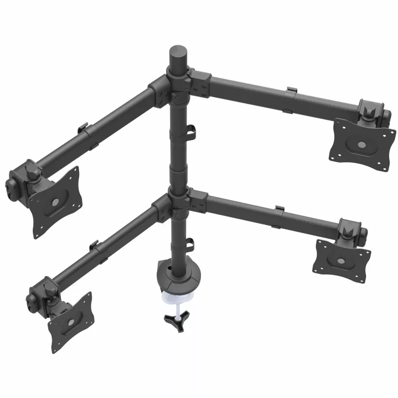StarTech.com darbvirsmas četru monitoru kronšteins – ergonomisks VESA 4 monitoru stiprinājums 2x2 līdz 27 collām – regulējams un augstumā maināms staba stiprinājums – slīpums/pagriešana/rotācija LCD/LED ekrānam – darbvirsmas skava/caurlaide