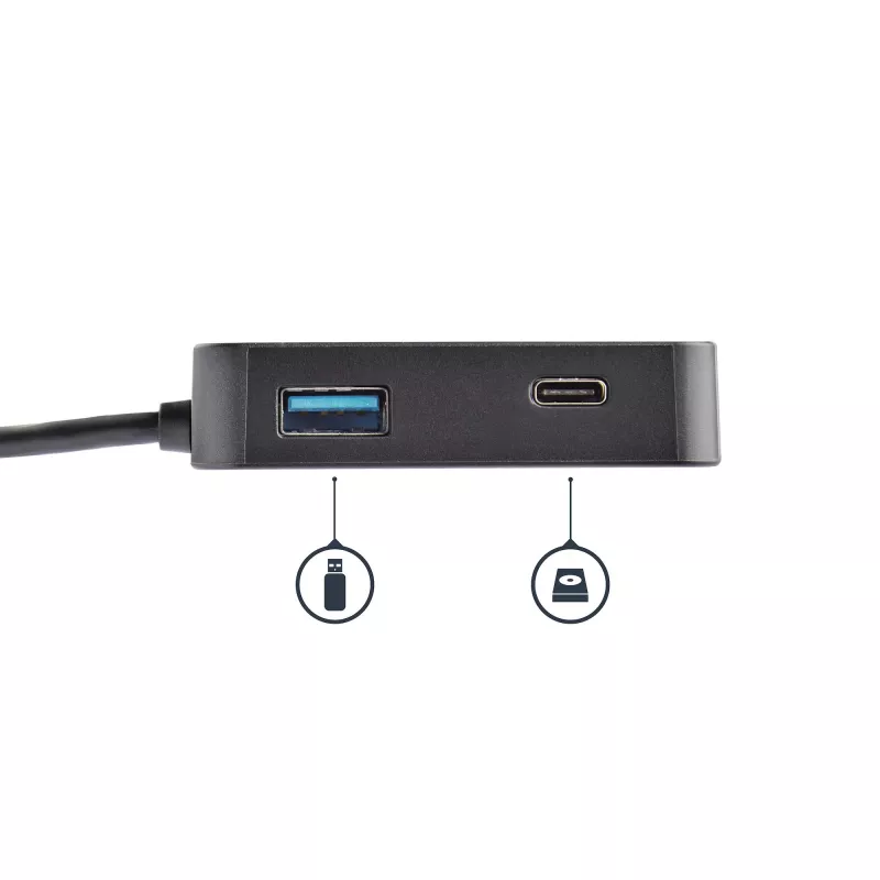 StarTech.com USB C daudzfunkciju adapteris - pārnēsājama USB-C mini dokstacija 4K HDMI video - Gigabit Ethernet, USB 3.0 centrmezgls (1x USB-A 1x USB-C) - USB Type-C daudzfunkciju adapteris - saderīgs ar Thunderbolt 3
