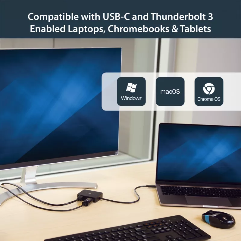 StarTech.com USB C daudzfunkciju adapteris - pārnēsājama USB-C mini dokstacija 4K HDMI video - Gigabit Ethernet, USB 3.0 centrmezgls (1x USB-A 1x USB-C) - USB Type-C daudzfunkciju adapteris - saderīgs ar Thunderbolt 3