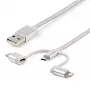 StarTech.com 1 m USB vairāku uzlādes kabelis — USB uz Micro-USB vai USB-C vai Lightning iPhone / iPad / iPod / Android ierīcēm — Apple MFi sertificēts — 3-in-1 USB lādētājs — pīts
