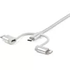 StarTech.com 1 m USB vairāku uzlādes kabelis — USB uz Micro-USB vai USB-C vai Lightning iPhone / iPad / iPod / Android ierīcēm — Apple MFi sertificēts — 3-in-1 USB lādētājs — pīts