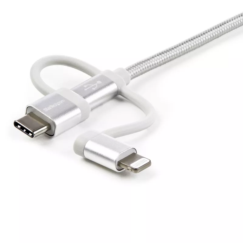 StarTech.com 1 m USB vairāku uzlādes kabelis — USB uz Micro-USB vai USB-C vai Lightning iPhone / iPad / iPod / Android ierīcēm — Apple MFi sertificēts — 3-in-1 USB lādētājs — pīts