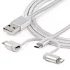 StarTech.com 1 m USB vairāku uzlādes kabelis — USB uz Micro-USB vai USB-C vai Lightning iPhone / iPad / iPod / Android ierīcēm — Apple MFi sertificēts — 3-in-1 USB lādētājs — pīts