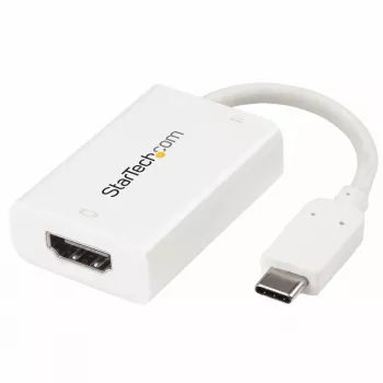 StarTech.com USB-C uz HDMI 2.0 adapteris ar strāvas piegādi - 4K 60 Hz USB Type-C uz HDMI displeja video pārveidotājs - 60 W PD caurlaides uzlādes pieslēgvieta - Thunderbolt 3 saderīgs - balts