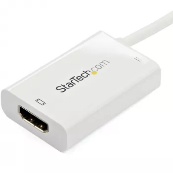 StarTech.com USB-C uz HDMI 2.0 adapteris ar strāvas piegādi - 4K 60 Hz USB Type-C uz HDMI displeja video pārveidotājs - 60 W PD caurlaides uzlādes pieslēgvieta - Thunderbolt 3 saderīgs - balts