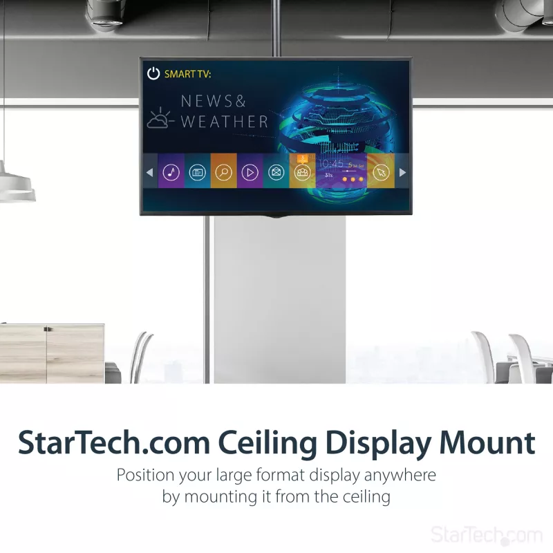 StarTech.com TV griestu stiprinājums - pilnas kustības universāls piekaramais viena ekrāna stiprinājums ar regulējamu teleskopisko garo statni - slīpums / grozīšana - VESA kronšteins 32 inch-75 inch displejiem