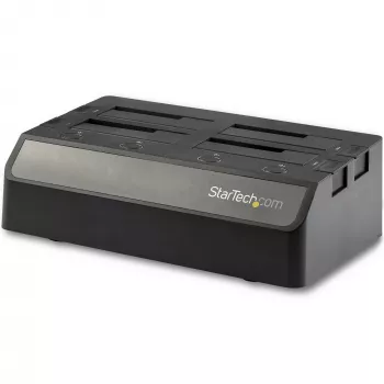StarTech.com 4 nodalījumu USB–SATA cieto disku dokstacija, USB 10 Gbps, ārēja 2,5 collu un 3,5 collu SSD/HDD doks, SATA III, karstās nomaiņas cieto disku nodalījums, augšējā ielāde