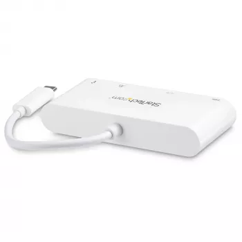 StarTech.com USB C daudzportu adapteris – USB-C uz DVI-D (digitālais) video adapteris ar 60 W Power Delivery caurlaides uzlādi, GbE, USB-A – pārnēsājama USB Type-C/Thunderbolt 3 mini klēpjdatora dokstacija