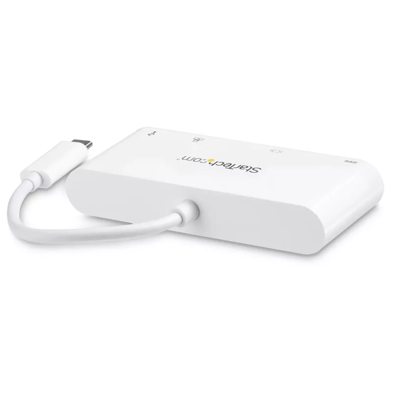 StarTech.com USB C daudzportu adapteris – USB-C uz DVI-D (digitālais) video adapteris ar 60 W Power Delivery caurlaides uzlādi, GbE, USB-A – pārnēsājama USB Type-C/Thunderbolt 3 mini klēpjdatora dokstacija