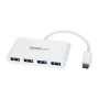StarTech.com 4 portu USB C centrmezgls ar 4x USB-A portiem (USB 3.0 SuperSpeed 5Gbps) - USB kopnes barots - pārnēsājams/klēpjdatora USB-C uz USB-A adaptera centrmezgls - USB 3.1 Gen 1/USB 3.2 Gen 1 Type-C centrmezgls - balts