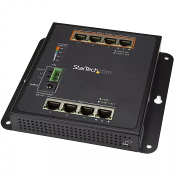 StarTech.com Industrial 8 Port Gigabit PoE Switch - 4 x PoE+ 30W - Power Over Ethernet - Hardened GbE Layer/L2 Managed Switch - Rugged High Power Gigabit tīkls Switch IP-30/-40C to +75C - TAA